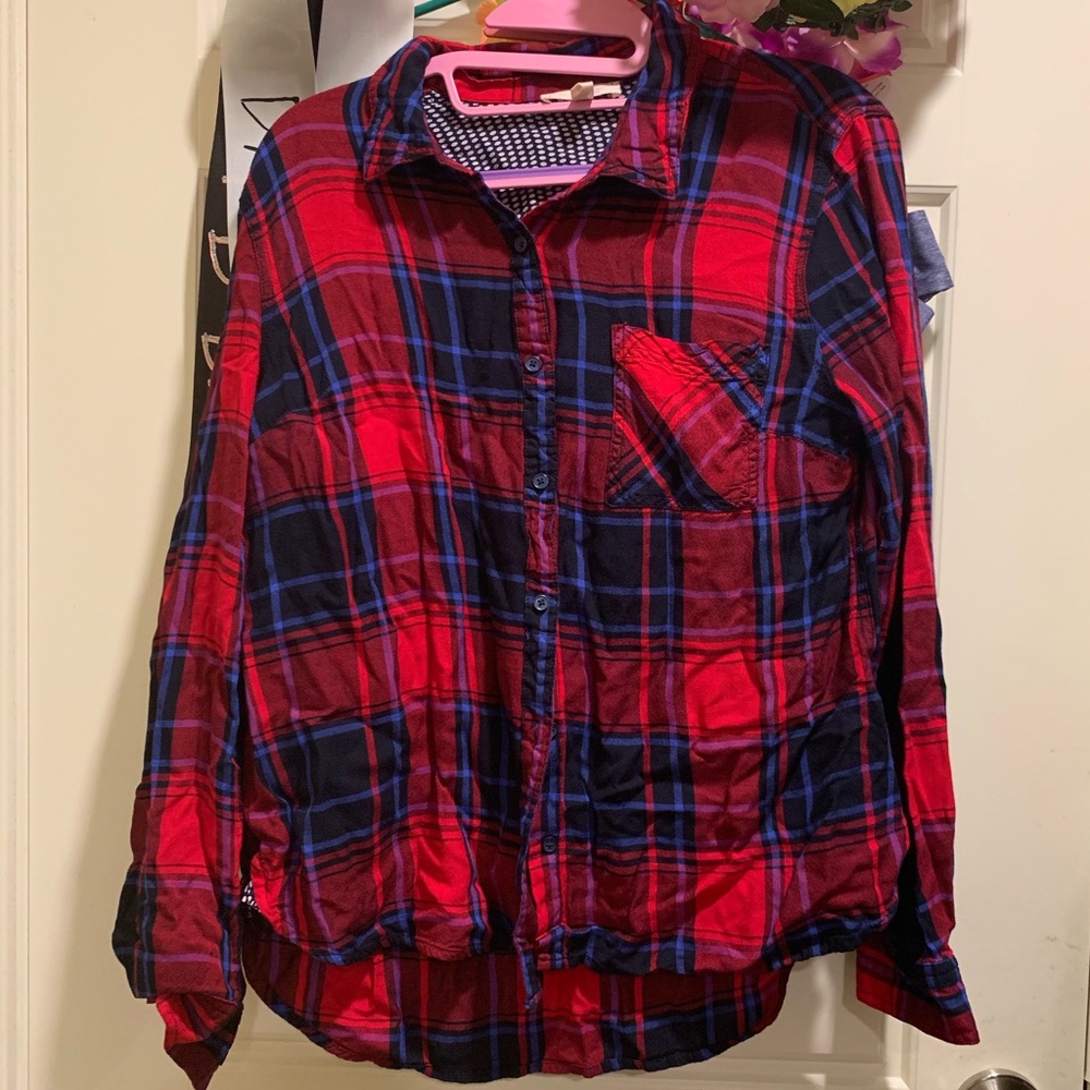 Navy Blue and Red Flannel Size M (WORN ONCE)
